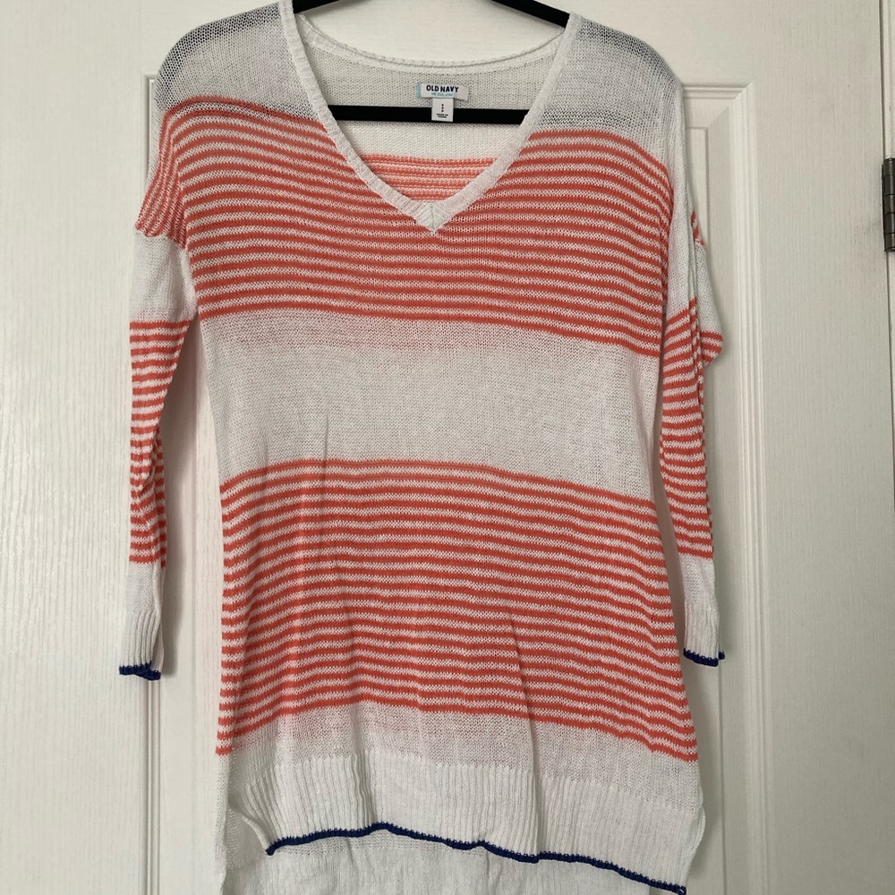 Old Navy orange striped sweater small